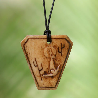 Coyote Song Cow Bone Pendant Necklace