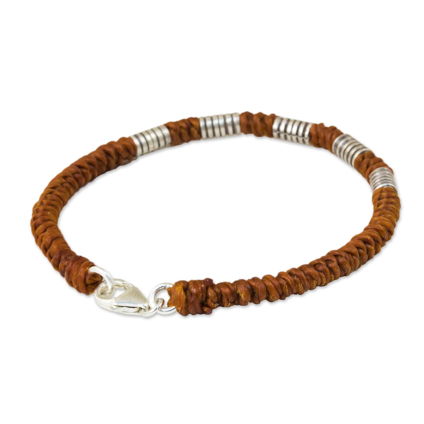 Beautiful Jungle in Rust Handmade Wristband Braided Bracelet from Thai Artisan