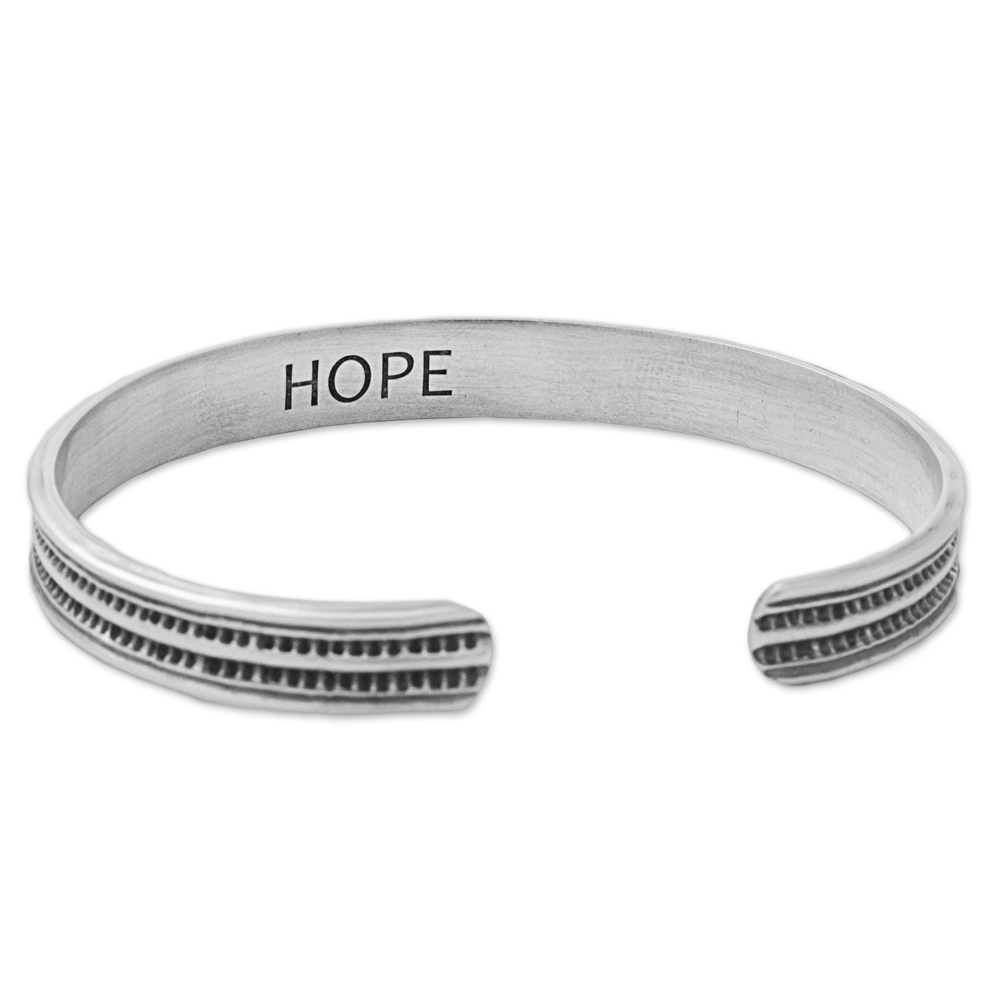 Sterling Hope Karen Sterling Silver Inscribed Cuff Bracelet Thailand