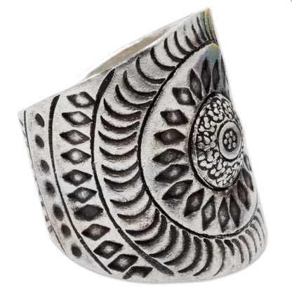 Karen Aster Hand Made Sterling Silver Wrap Ring Floral Thailand