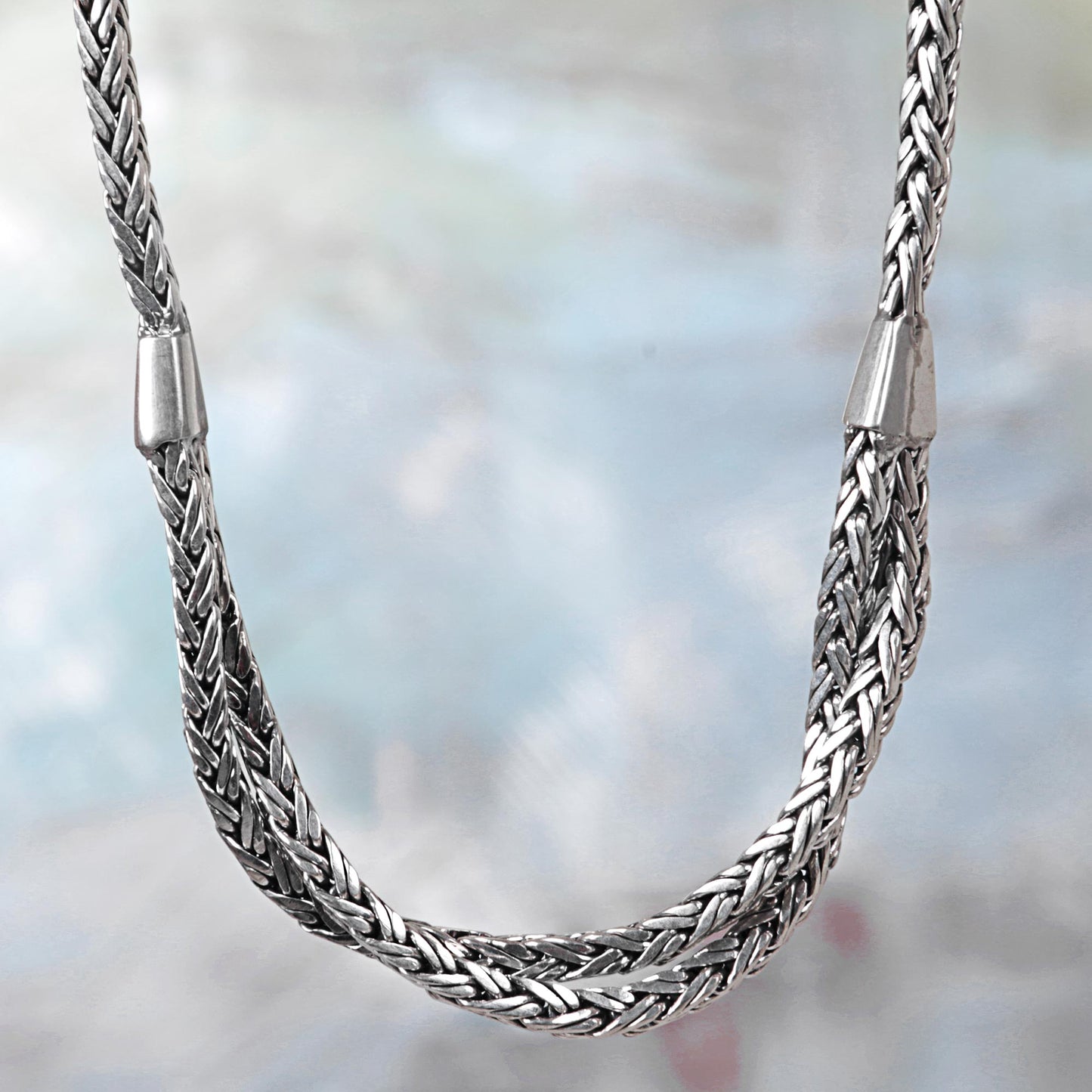 Inseparable Duo Hand Made Sterling Silver Chain Necklace from Indonesia