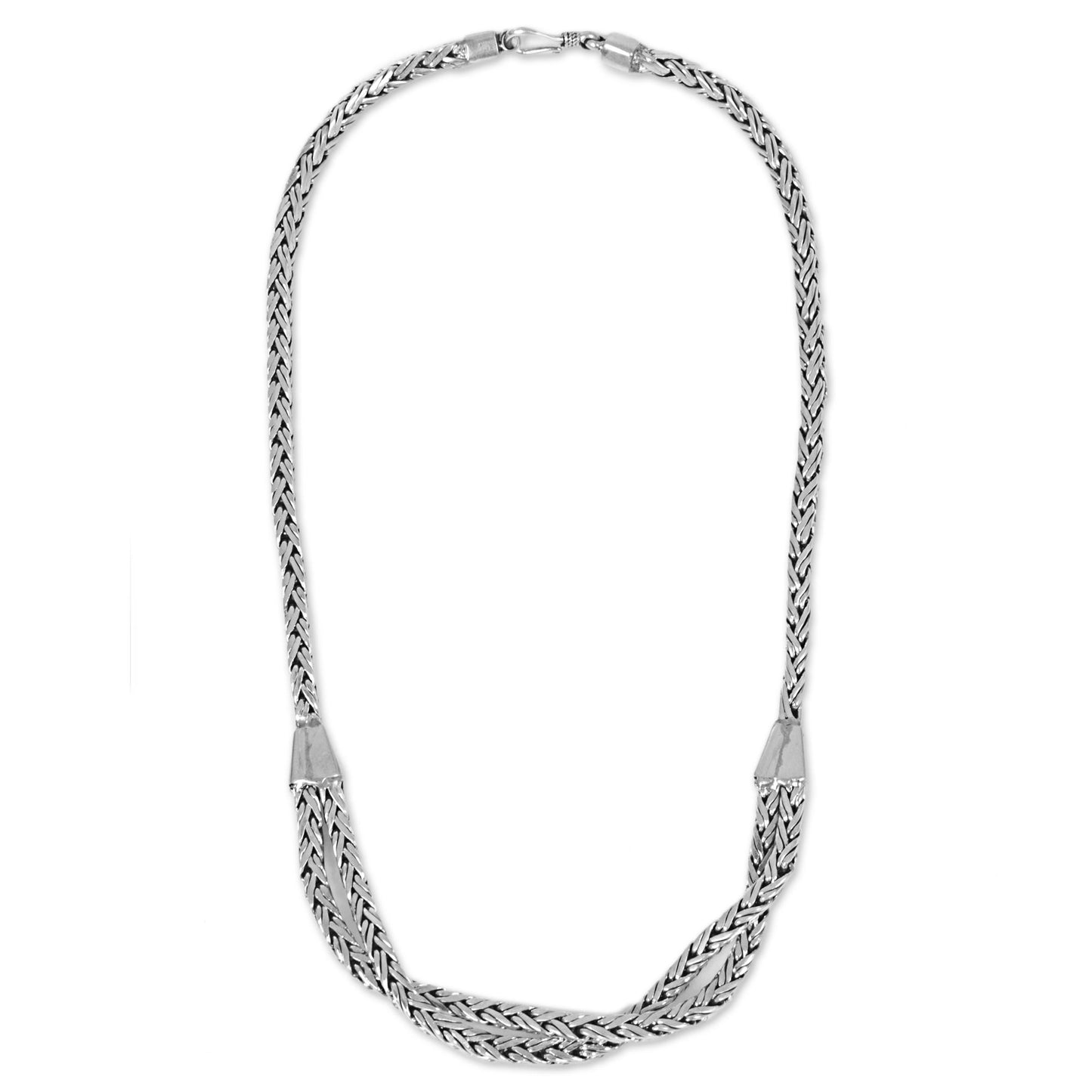 Inseparable Duo Hand Made Sterling Silver Chain Necklace from Indonesia