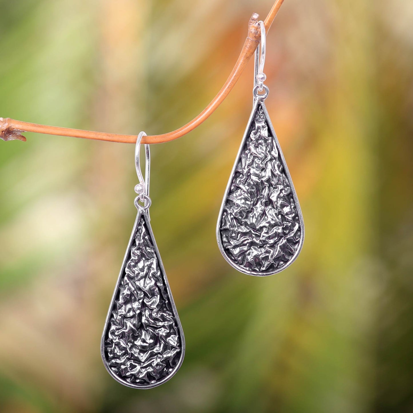 Sun-Dried Leaves Handmade 925 Sterling Silver Dangle Earrings