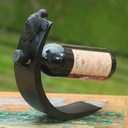 Black Balinese Turtle Black Wood Wine Holders