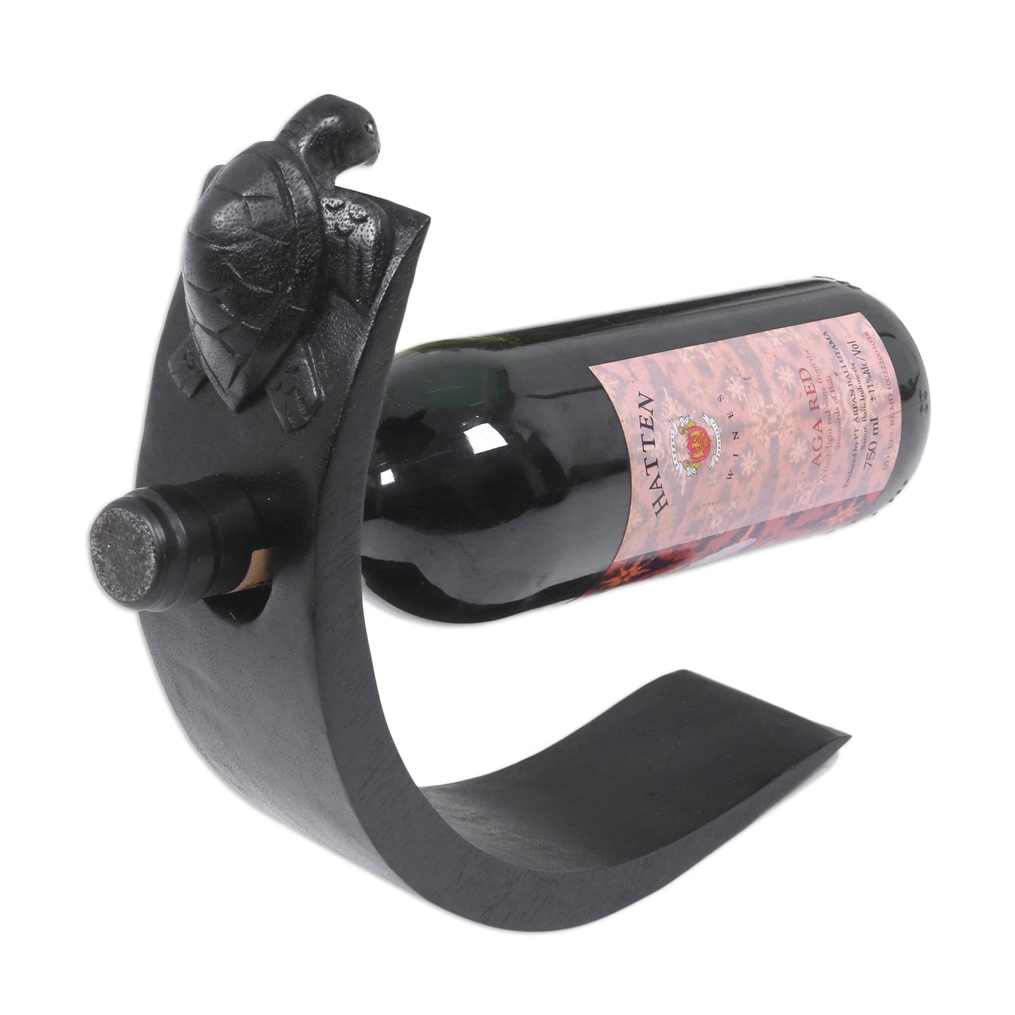 Black Balinese Turtle Black Wood Wine Holders