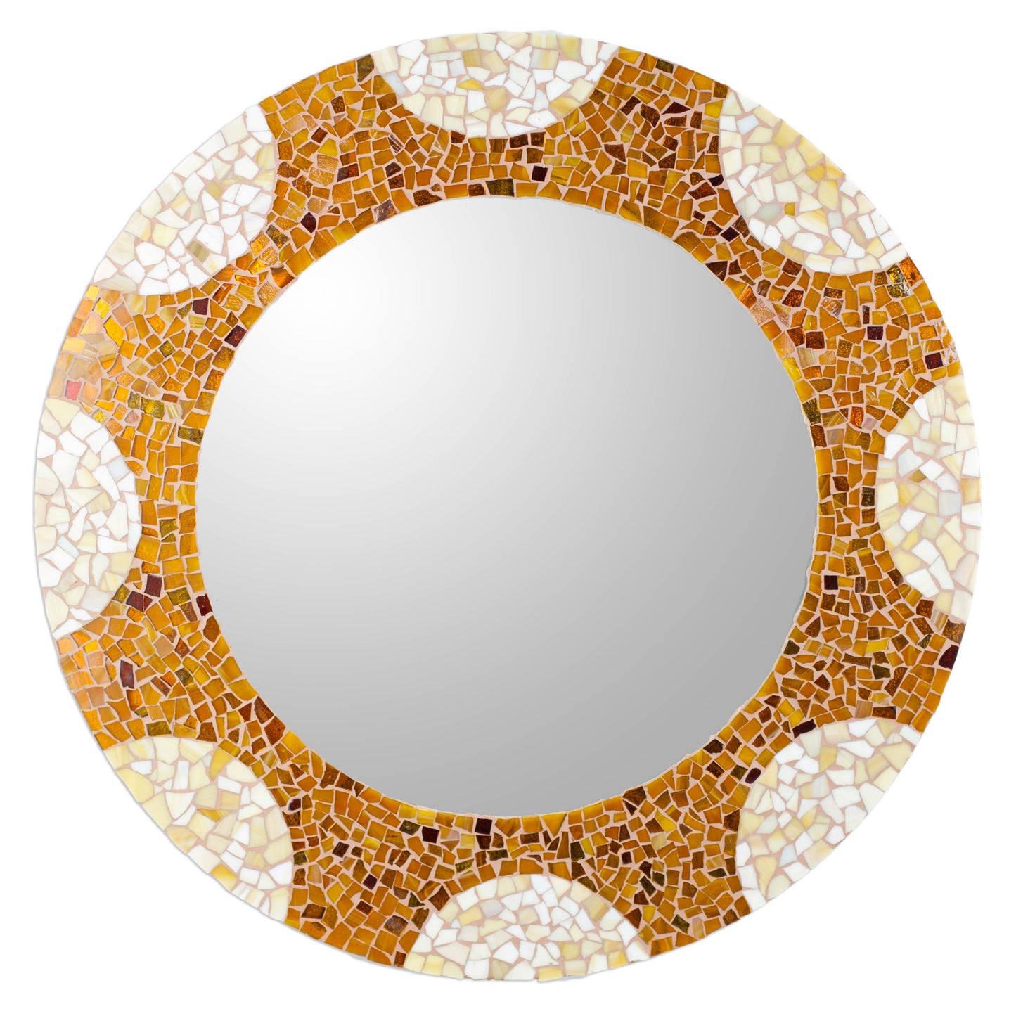 Earth and Sun Handcrafted Mexican Glass Mosaic Wall Mirror (23 Inch)