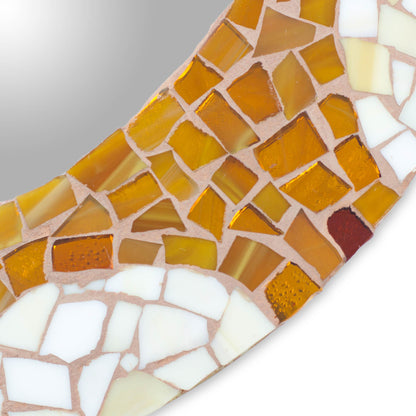 Earth and Sun Handcrafted Mexican Glass Mosaic Wall Mirror (23 Inch)