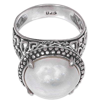 Glowing Moon Hand Made Cultured Pearl Cocktail Ring from Indonesia