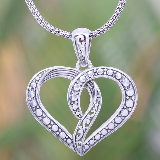 Unity of the Heart Romantic Balinese Heart Necklace Crafted of Sterling Silver