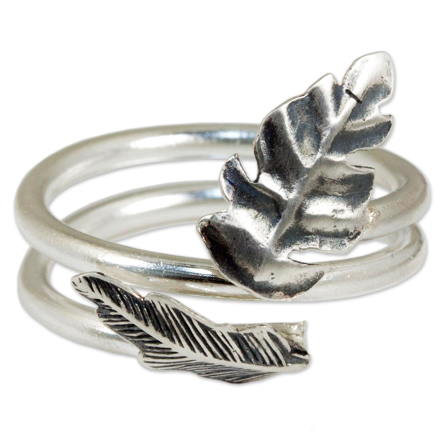 The Leaf Hand Made Sterling Silver Wrap Ring Leaf from Thailand