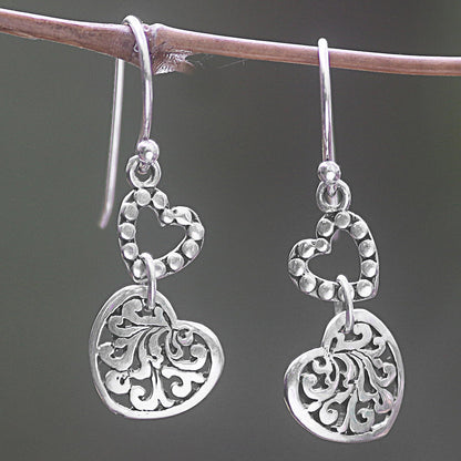 Dangling Hearts Sterling Silver Earrings