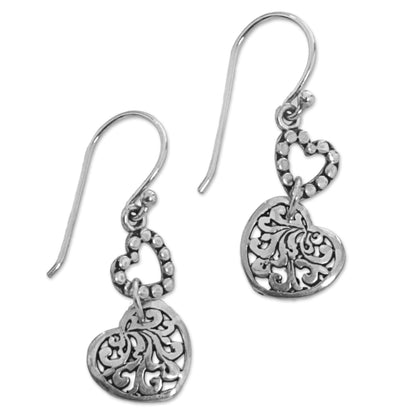 Dangling Hearts Sterling Silver Earrings