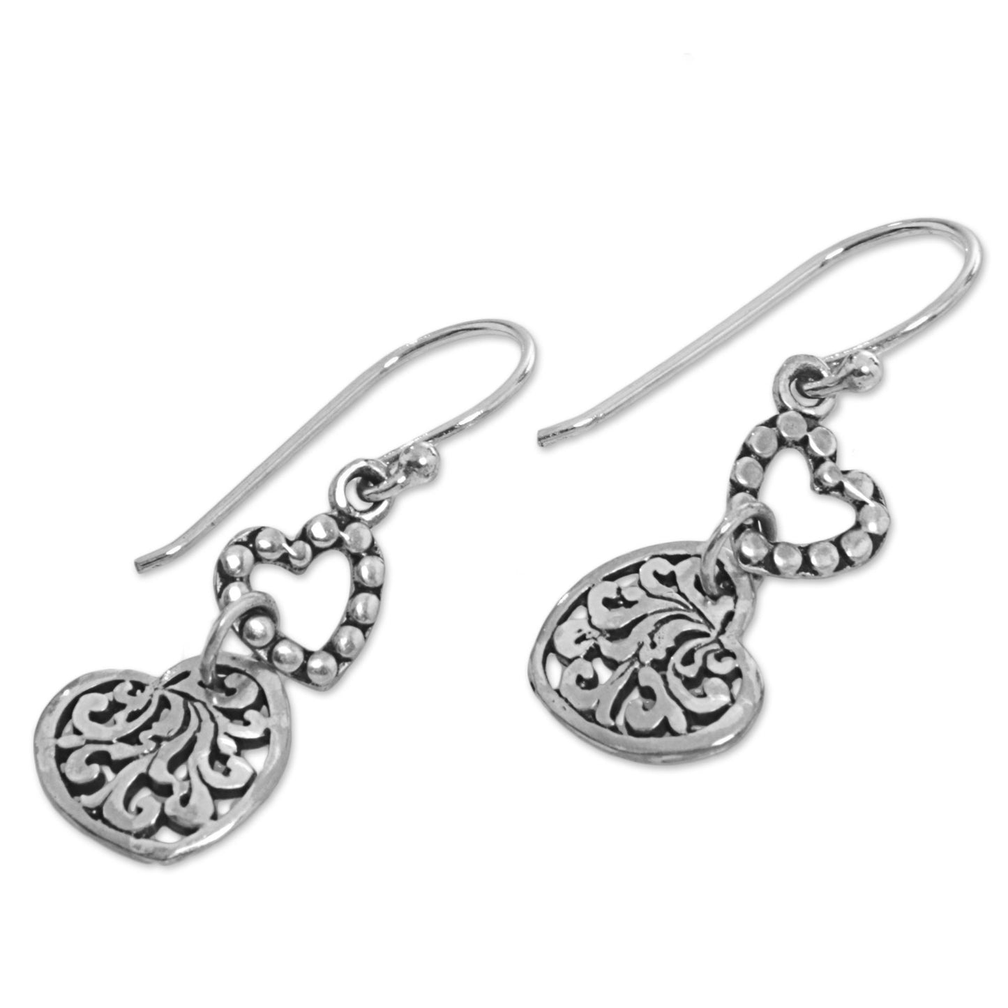 Dangling Hearts Sterling Silver Earrings