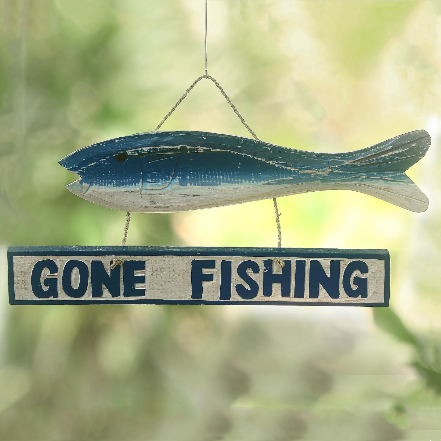 Gone Fishing Albesia Wood Nautical Sign