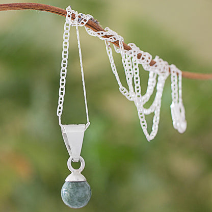 Mayan Moon in Light Green Light Green Jade Silver Pendant Necklace from Guatemala