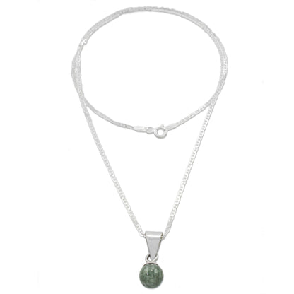 Mayan Moon in Light Green Light Green Jade Silver Pendant Necklace from Guatemala