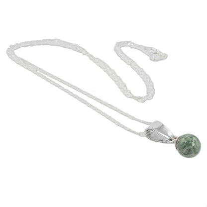 Mayan Moon in Light Green Light Green Jade Silver Pendant Necklace from Guatemala