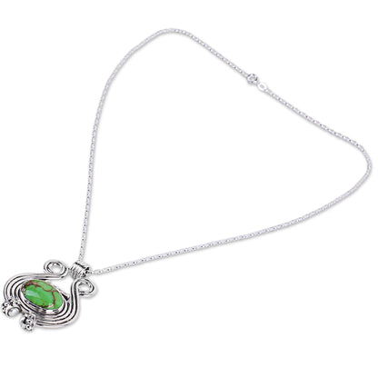 Verdant Desire Women's Silver 925 and Green Composite Turquoise Necklace