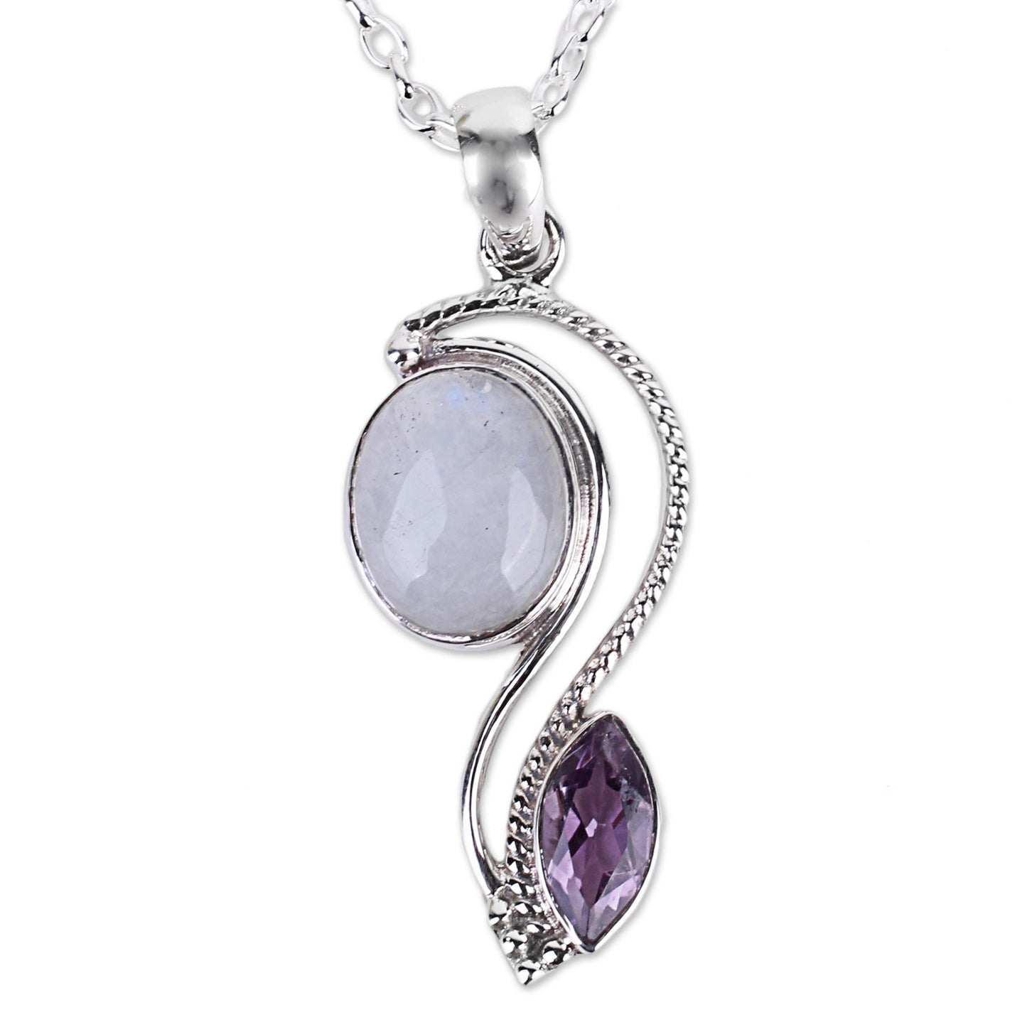 Colorful Multi-Gem Silver Pendant Necklace