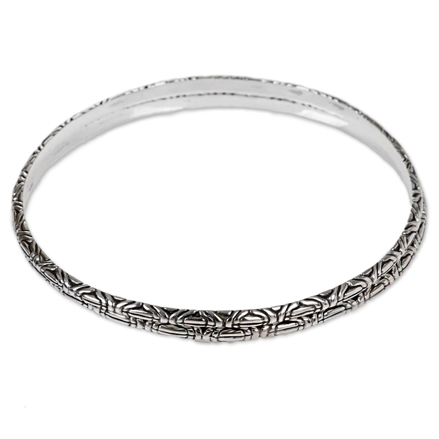 Indonesian Moon Two 925 Sterling Silver Handmade Engraved Bangles from Bali