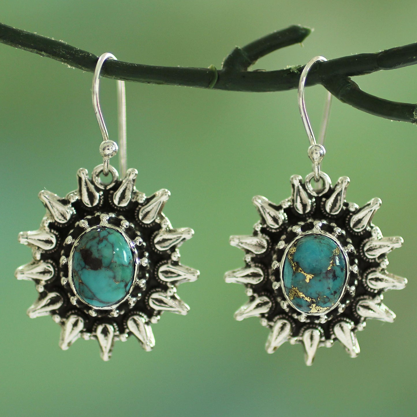 Eternal Radiance Silver and Composite Turquoise Artisan Crafted Earrings