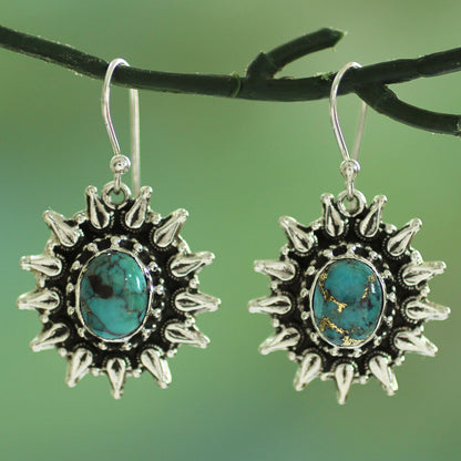 Eternal Radiance Silver and Composite Turquoise Artisan Crafted Earrings