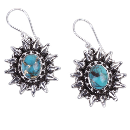 Eternal Radiance Silver and Composite Turquoise Artisan Crafted Earrings