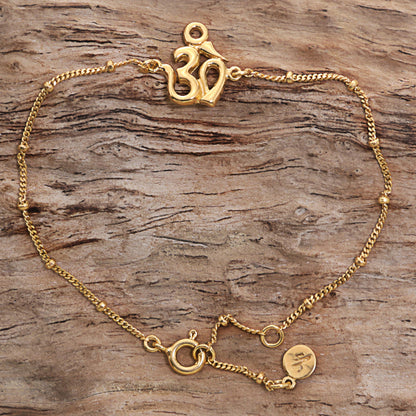 Gold Om Gold Plated Sterling Silver Pendant Bracelet Om Indonesia