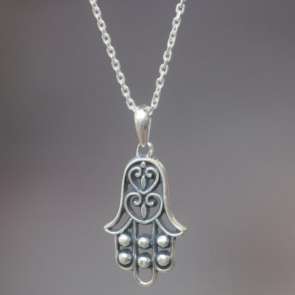 Silver Hamsa Sterling Silver Pendant Necklace Hamsa Symbol from Indonesia