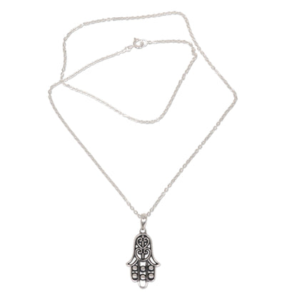 Silver Hamsa Sterling Silver Pendant Necklace Hamsa Symbol from Indonesia