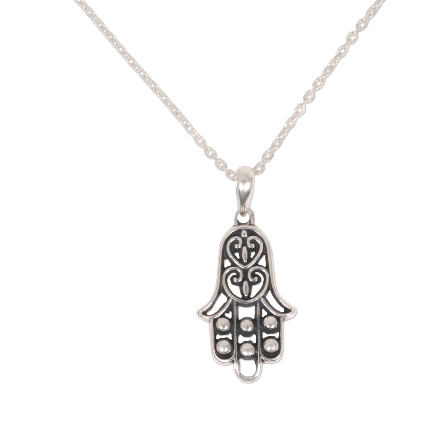 Silver Hamsa Sterling Silver Pendant Necklace Hamsa Symbol from Indonesia