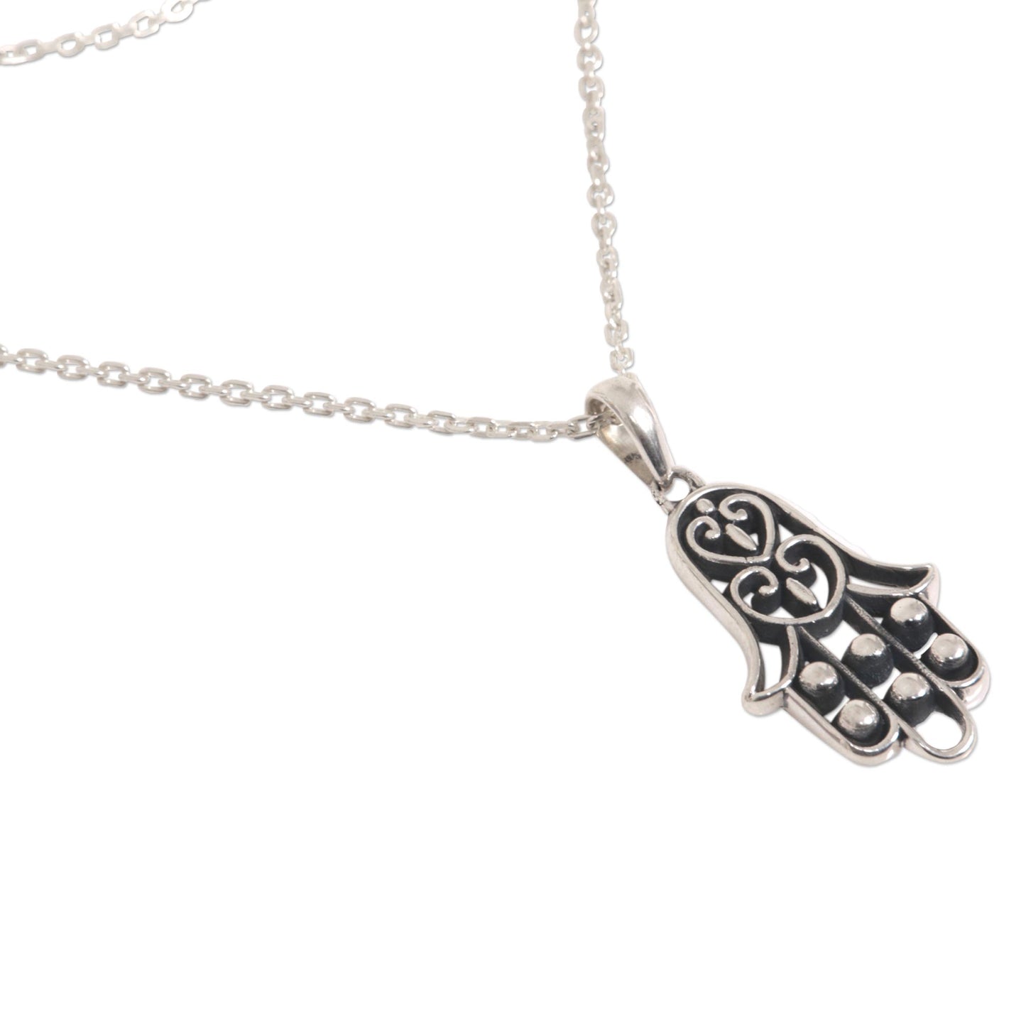 Silver Hamsa Sterling Silver Pendant Necklace Hamsa Symbol from Indonesia