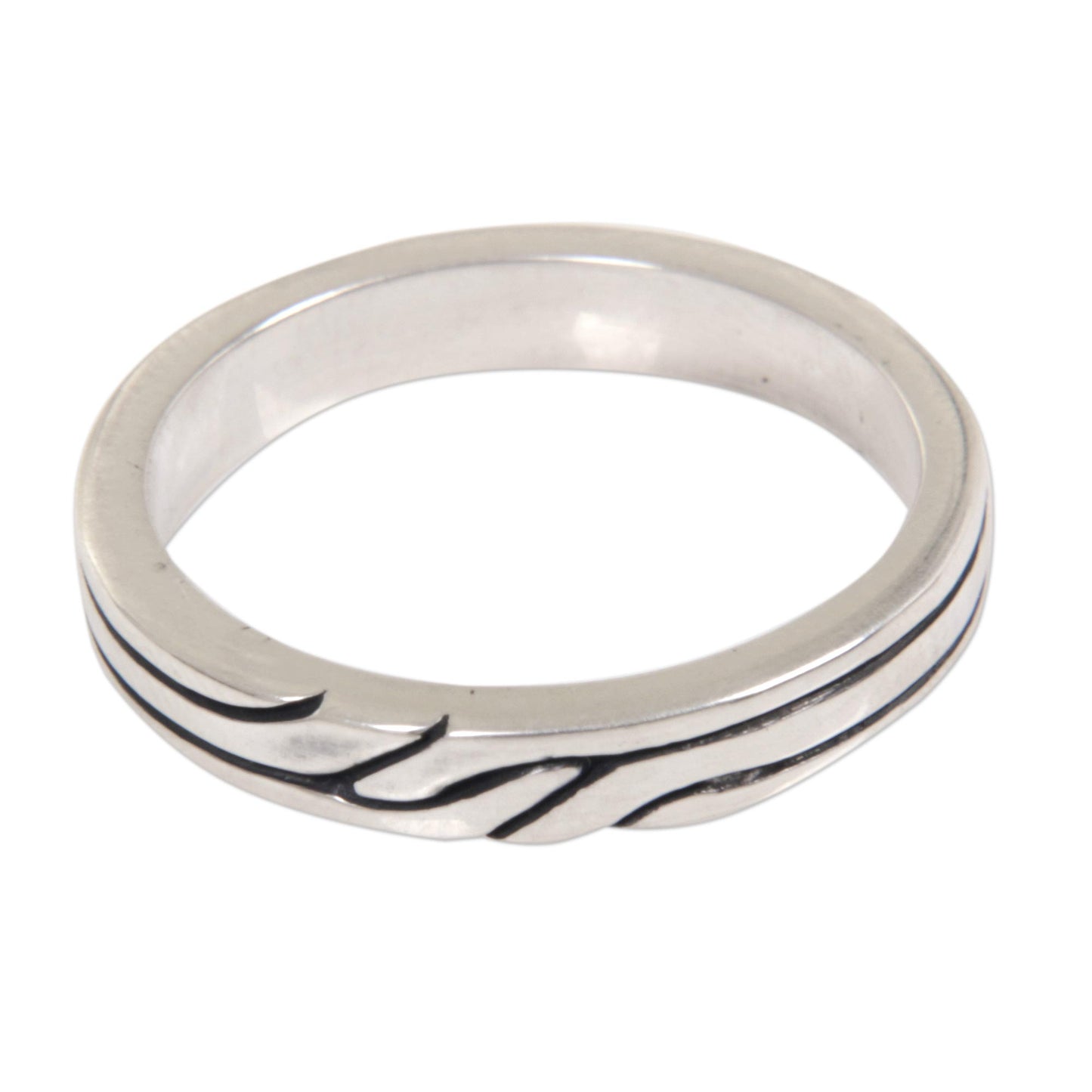 Shiny Minimalist Sterling Silver Band Ring with Balinese Minimalist Styling