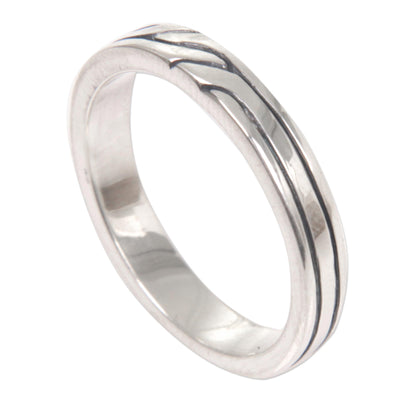 Shiny Minimalist Sterling Silver Band Ring with Balinese Minimalist Styling