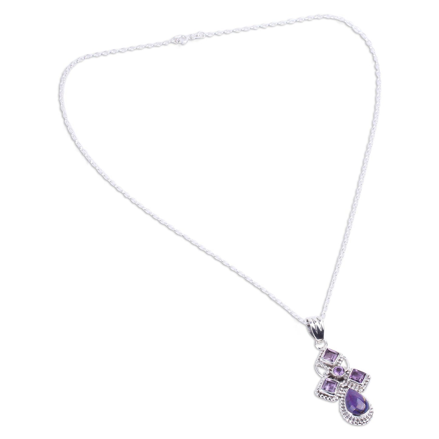 Geometric Illusions in Lilac Artisan Crafted Geometric Amethyst Pendant Necklace