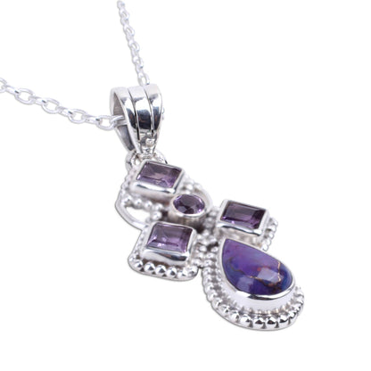 Geometric Illusions in Lilac Artisan Crafted Geometric Amethyst Pendant Necklace