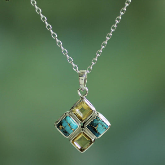 Sun Meets Sky Multi-Gem Pendant Necklace