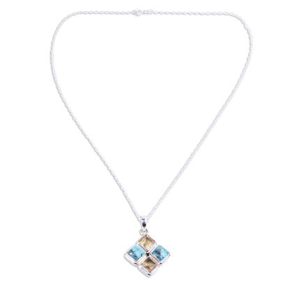 Sun Meets Sky Multi-Gem Pendant Necklace