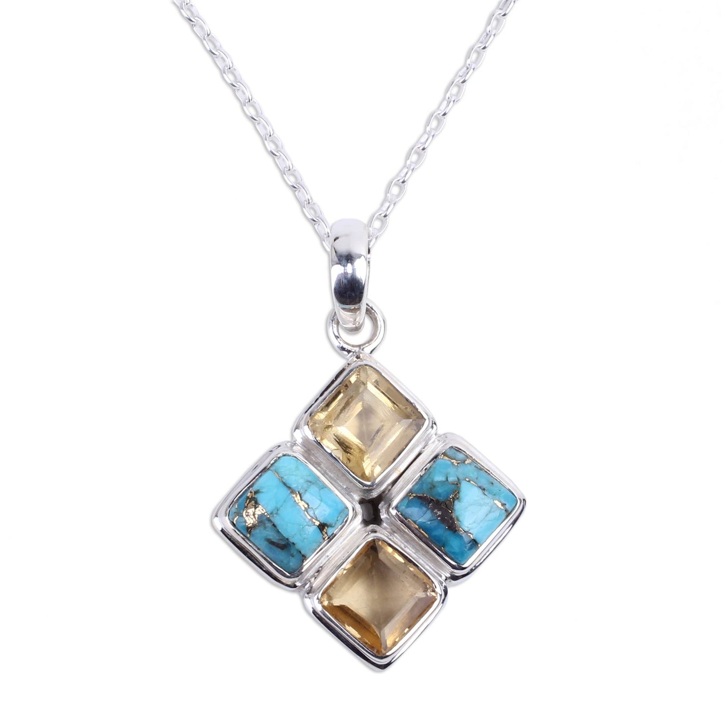 Sun Meets Sky Multi-Gem Pendant Necklace