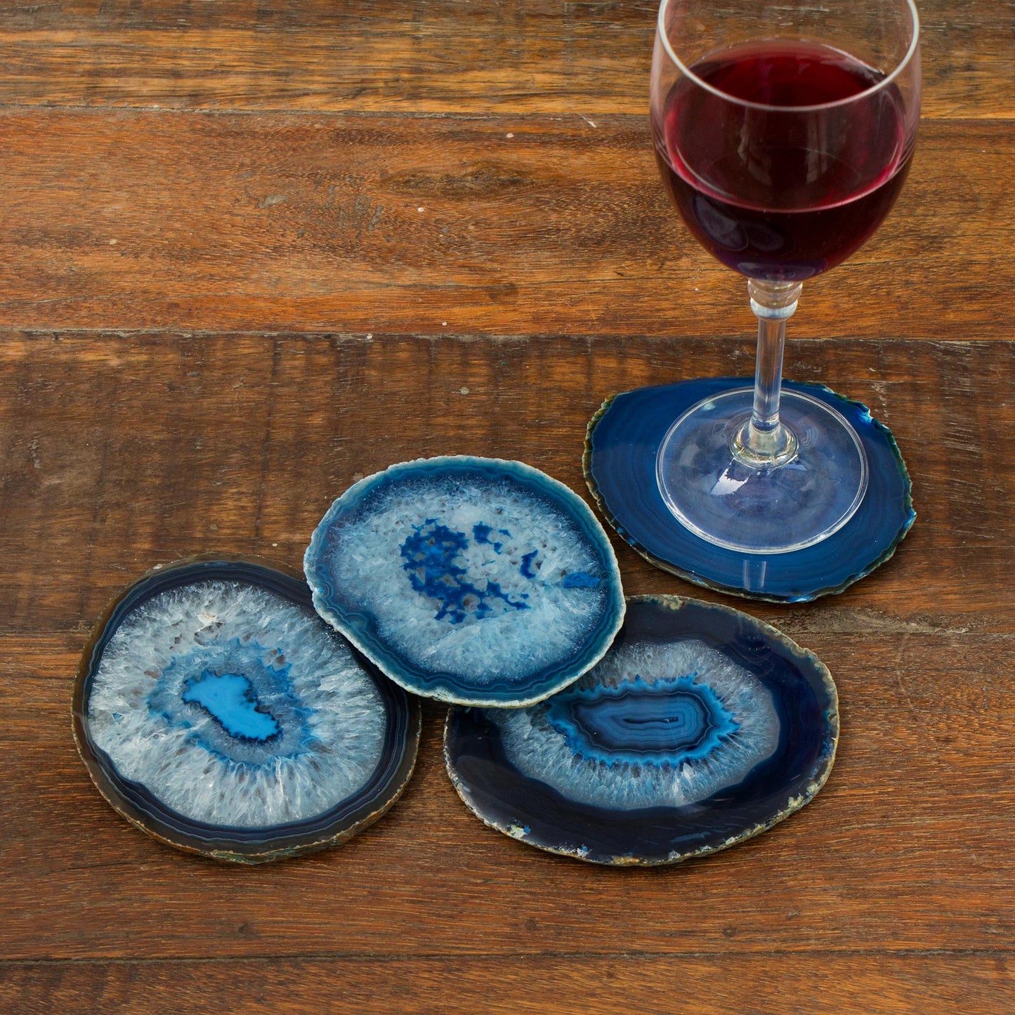 Freckles Natural Blue Agate Coasters (Set of 4) from Brazil