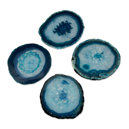 Freckles Natural Blue Agate Coasters (Set of 4) from Brazil