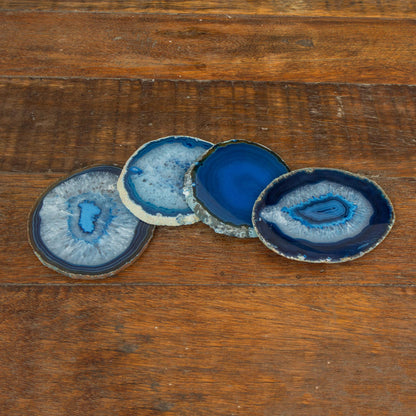 Freckles Natural Blue Agate Coasters (Set of 4) from Brazil