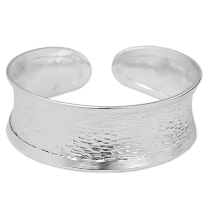 Hill Tribe Curves Hammered Silver 950 Hill Tribe Concave Cuff Bracelet