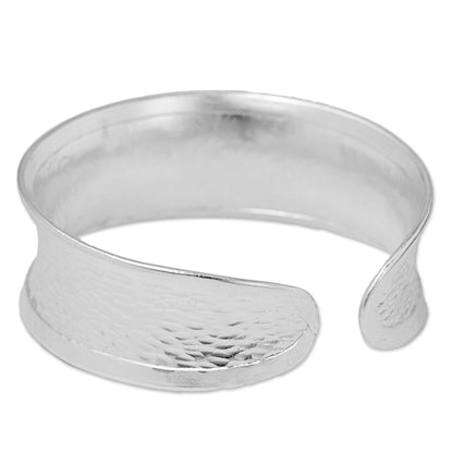 Hill Tribe Curves Hammered Silver 950 Hill Tribe Concave Cuff Bracelet