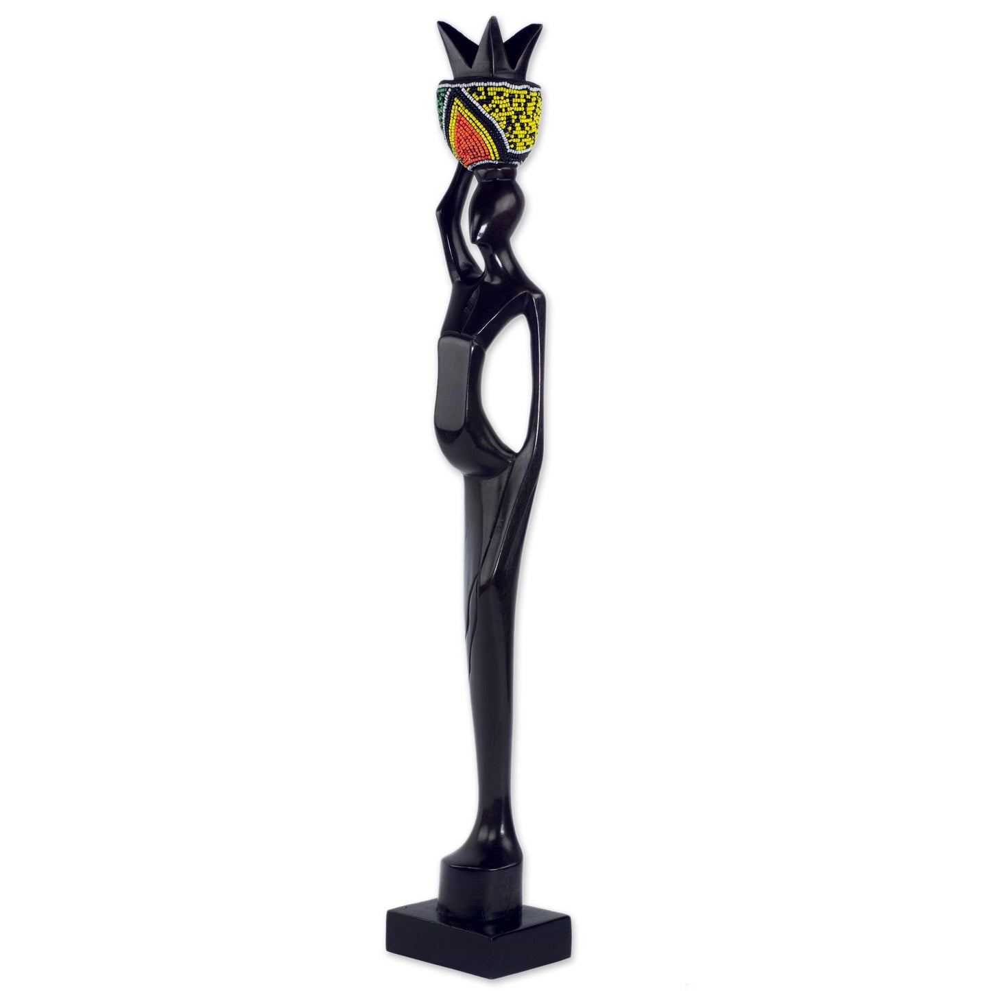 Akatua Handmade Ghanaian Ebony Wood and Recycled Glass Sculpture