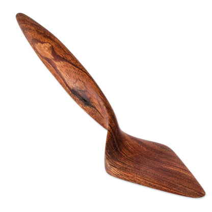 Twist of Nature Hand Carved Cake Server Natural Wood Color from Nicaragua