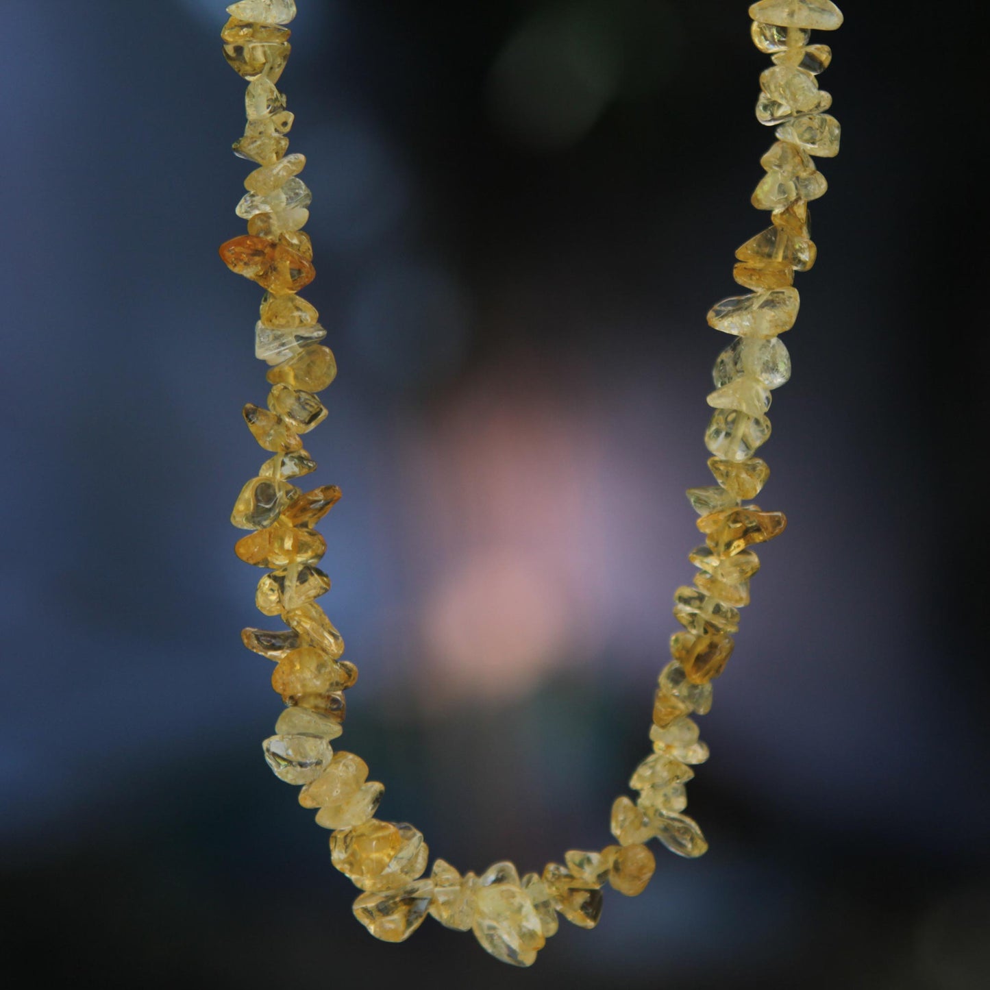 Light Caramel Citrine Beaded Necklace