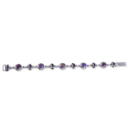 Purple Delight Amethyst and Purple Composite Turquoise Link Bracelet