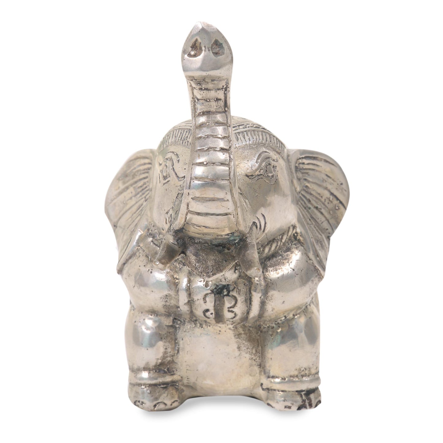 Little Elephant Indonesian Bronze Elephant Statuette with Silver Finish