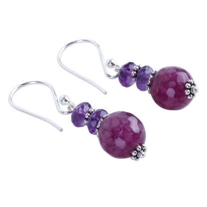 Graceful Amethyst Multi-Gem Silver Earrings